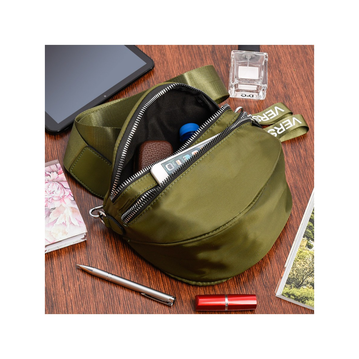 Dámska khaki crossbody kabelka Versoli "CALI"