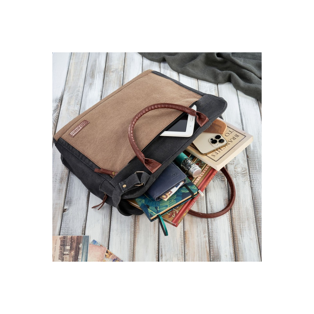 Pánska čierno-hnedá taška na notebook Paolo Peruzzi "MANUEL"