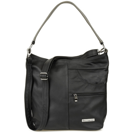 Kožená dámska kabelka black-gray PREMIUM Beltimore