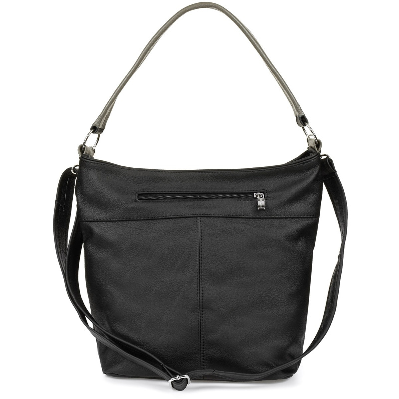 Kožená dámska kabelka black-gray PREMIUM Beltimore
