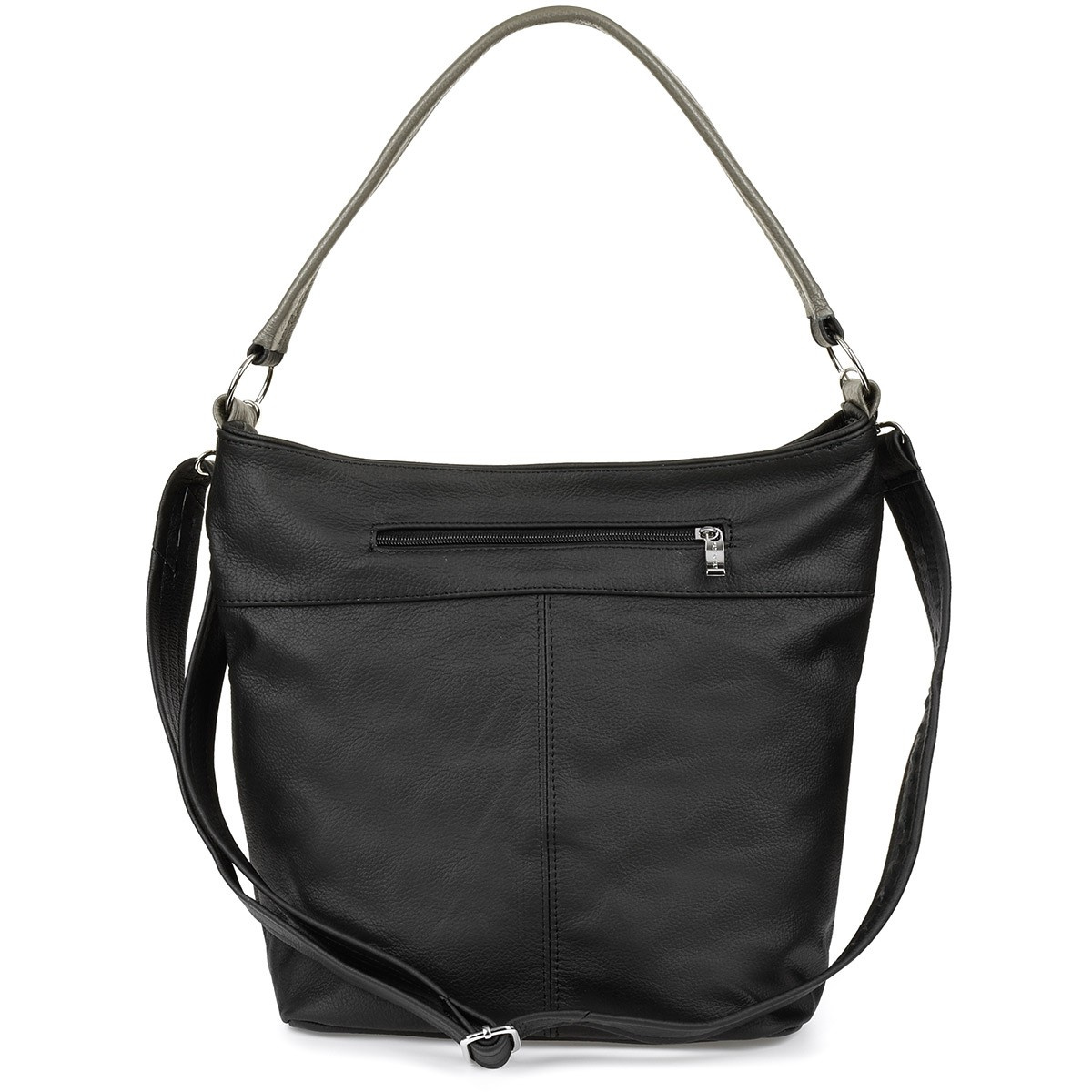 Kožená dámska kabelka black-gray PREMIUM Beltimore