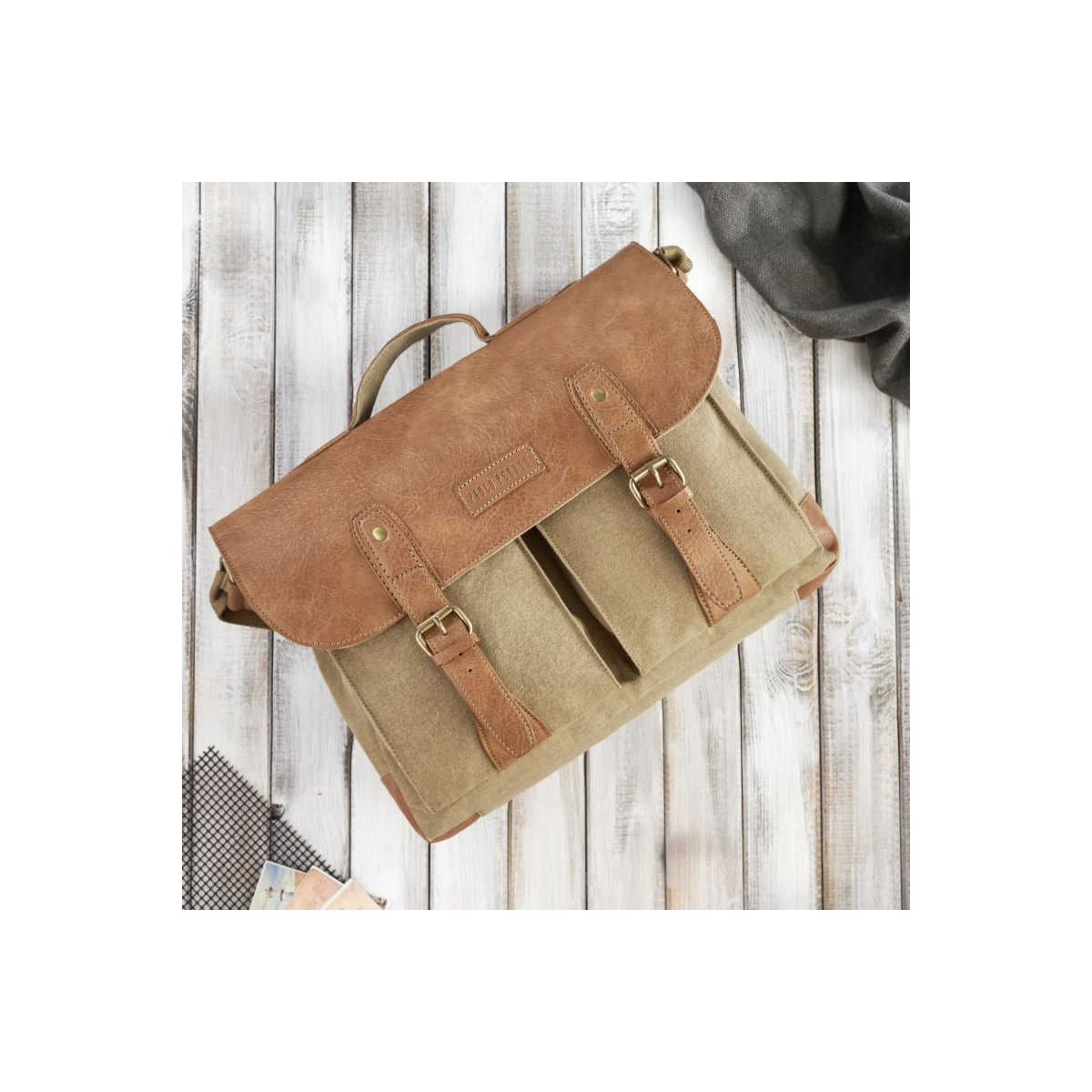 Pánska béžovo-hnedá aktovka Paolo Peruzzi "AMADEUS"