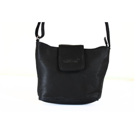 Malá čierna kožená crossbody kabelka. Cez plece, cez telo, na rameno