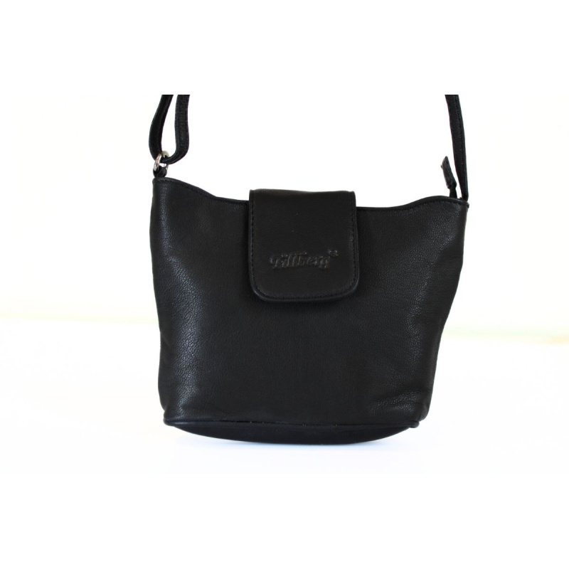 Malá čierna kožená crossbody kabelka. Cez plece, cez telo, na rameno