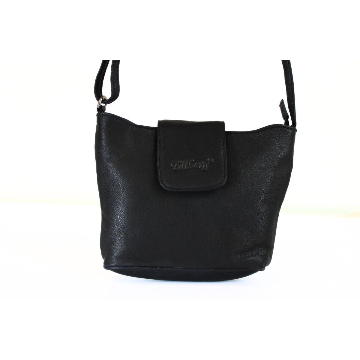 Malá čierna kožená crossbody kabelka. Cez plece, cez telo, na rameno