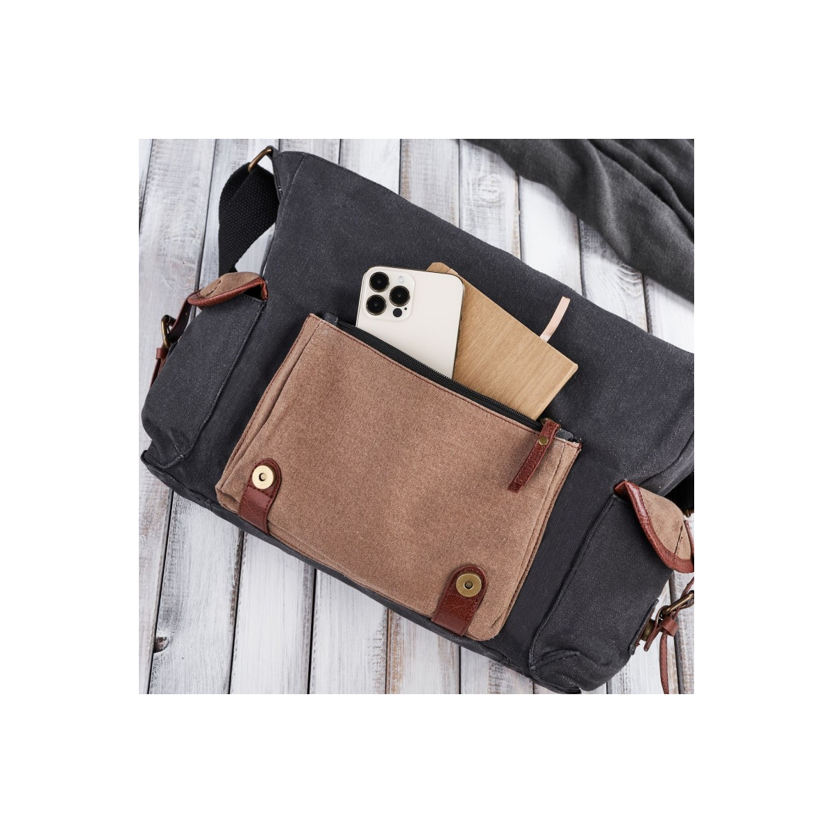 Pánska čierno-béžová taška na rameno Paolo Peruzzi "PEDRO"