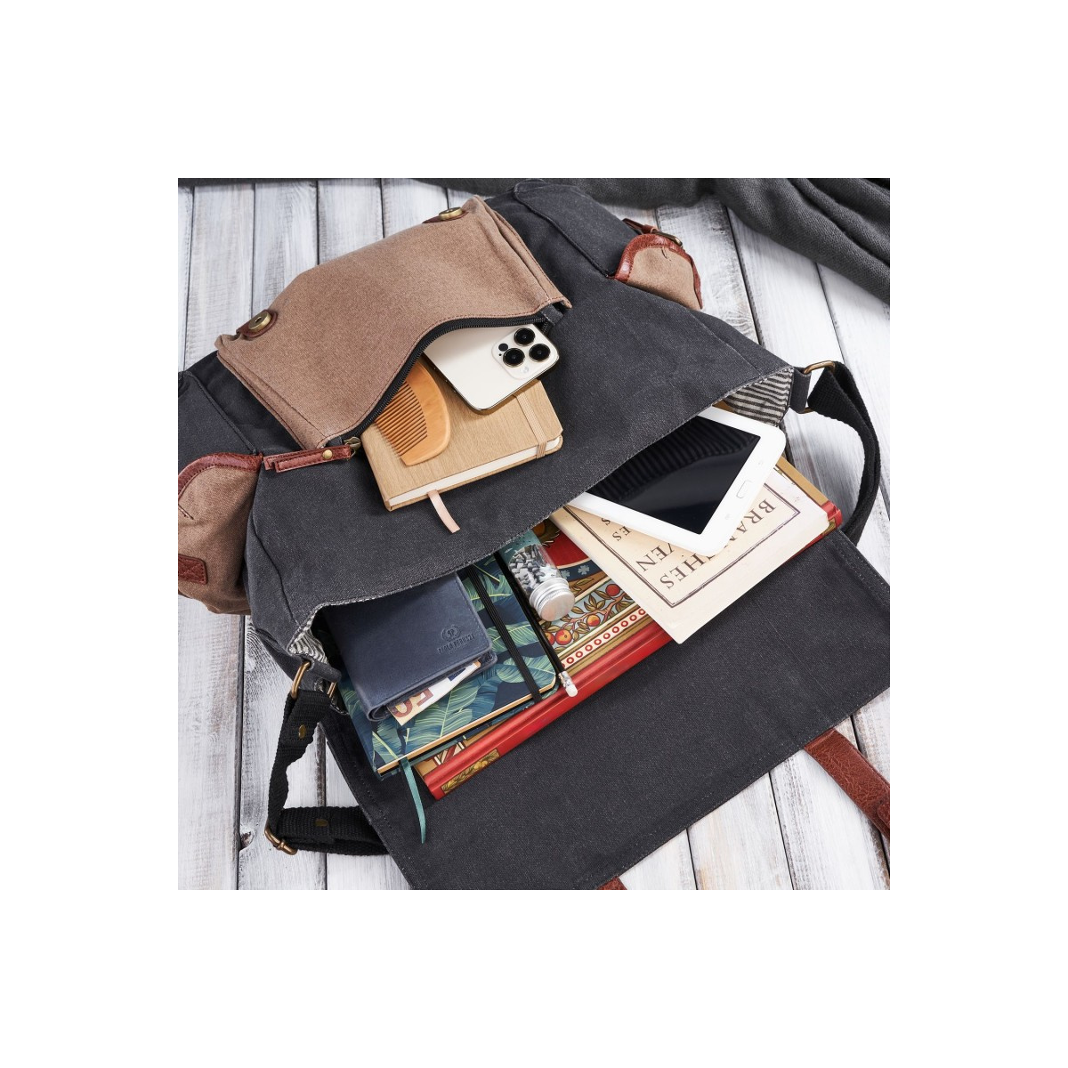 Pánska čierno-béžová taška na rameno Paolo Peruzzi "PEDRO"