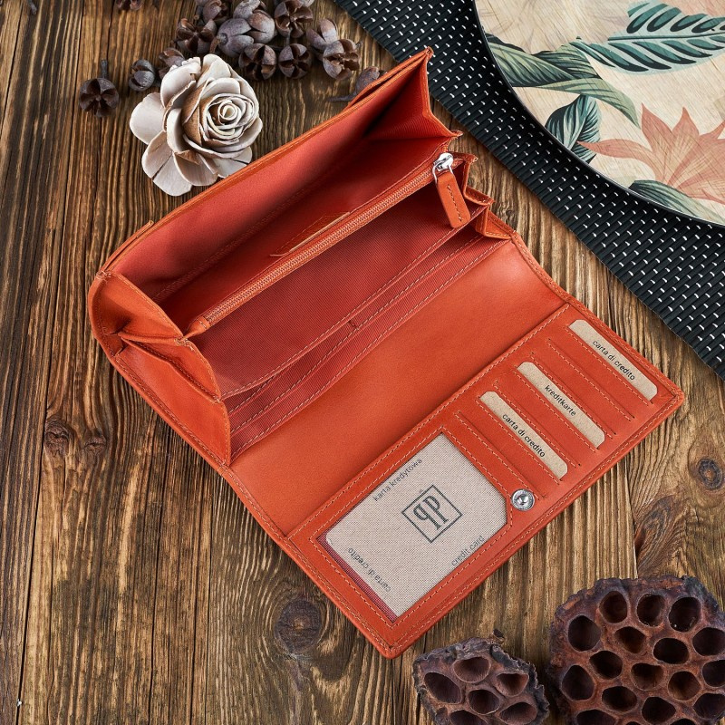 Kožená dámska oranžová peňaženka Paolo Peruzzi "ADENNA"