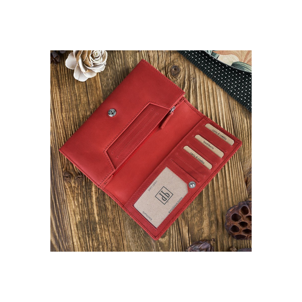 Kožená dámska červená peňaženka Paolo Peruzzi "ADENNA"