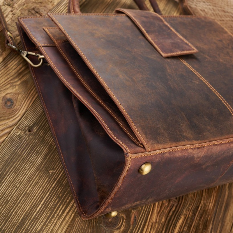 Kožená dámska hnedá vintage aktovka Paolo Peruzzi "ALDORA"