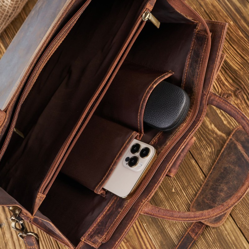 Kožená dámska hnedá vintage aktovka Paolo Peruzzi "ALDORA"