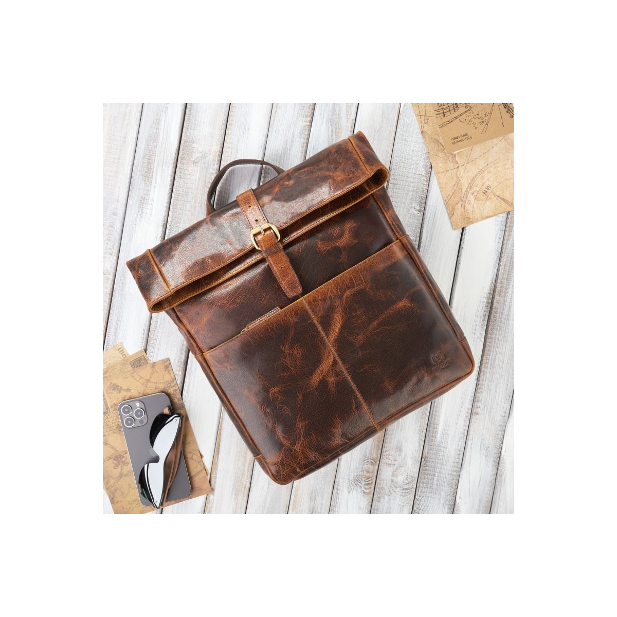 Kožený hnedý premium batoh PAOLO PERUZZI