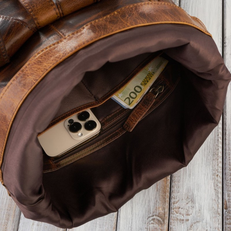 Kožený hnedý premium batoh PAOLO PERUZZI