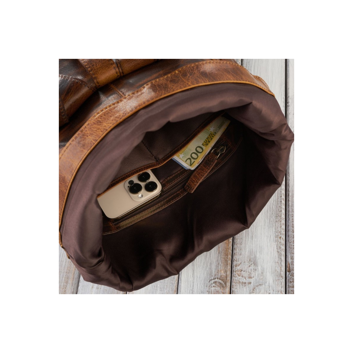 Kožený hnedý premium batoh PAOLO PERUZZI