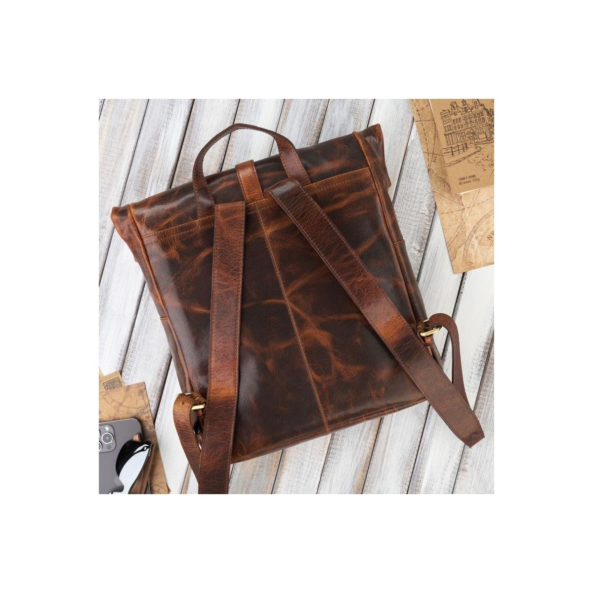 Kožený hnedý premium batoh PAOLO PERUZZI