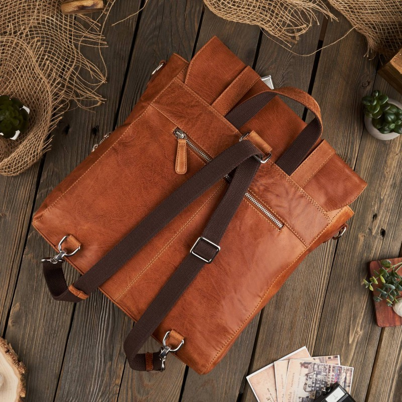 Kožený koňakový batoh 2v1 Paolo Peruzzi "VENNI"