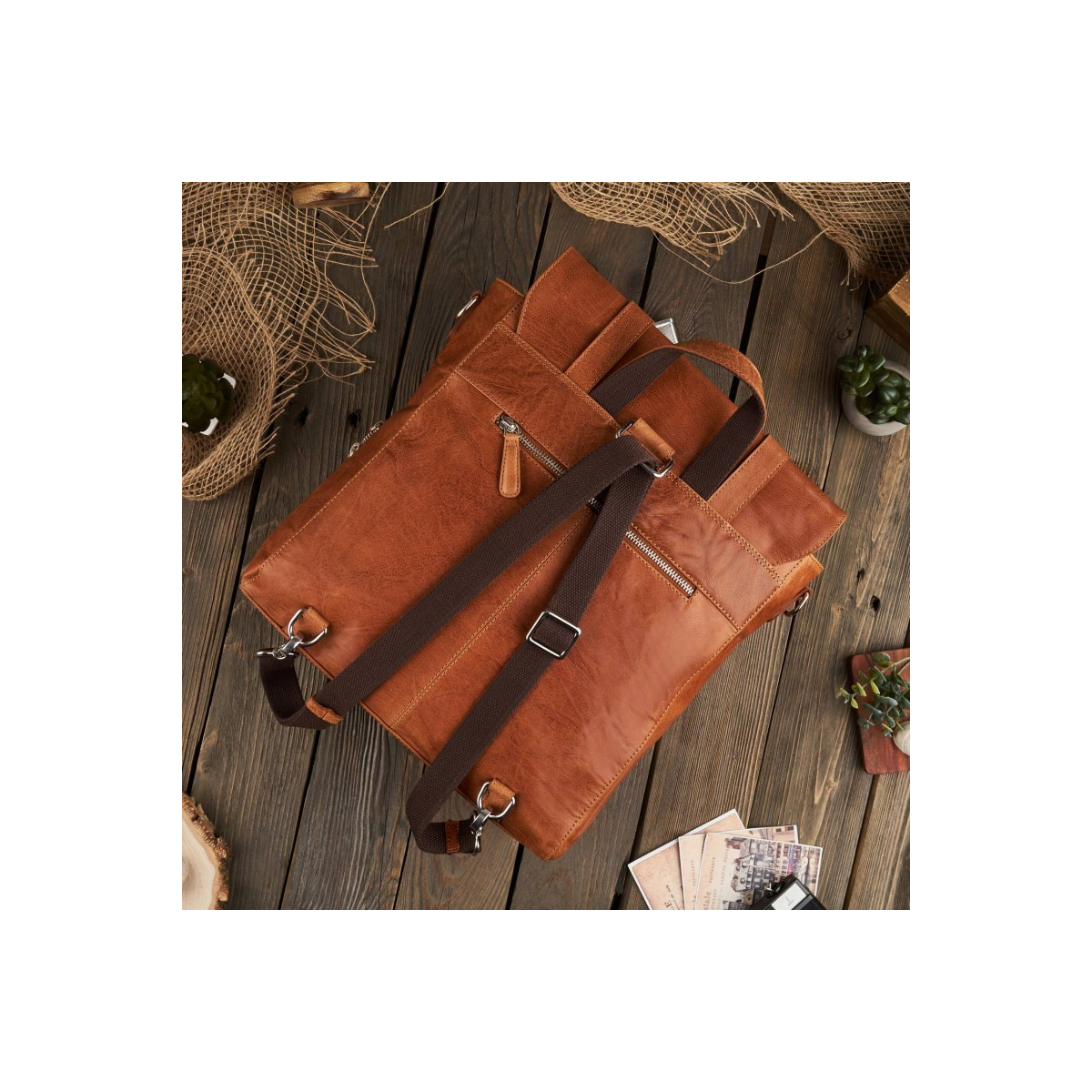 Kožený koňakový batoh 2v1 Paolo Peruzzi "VENNI"