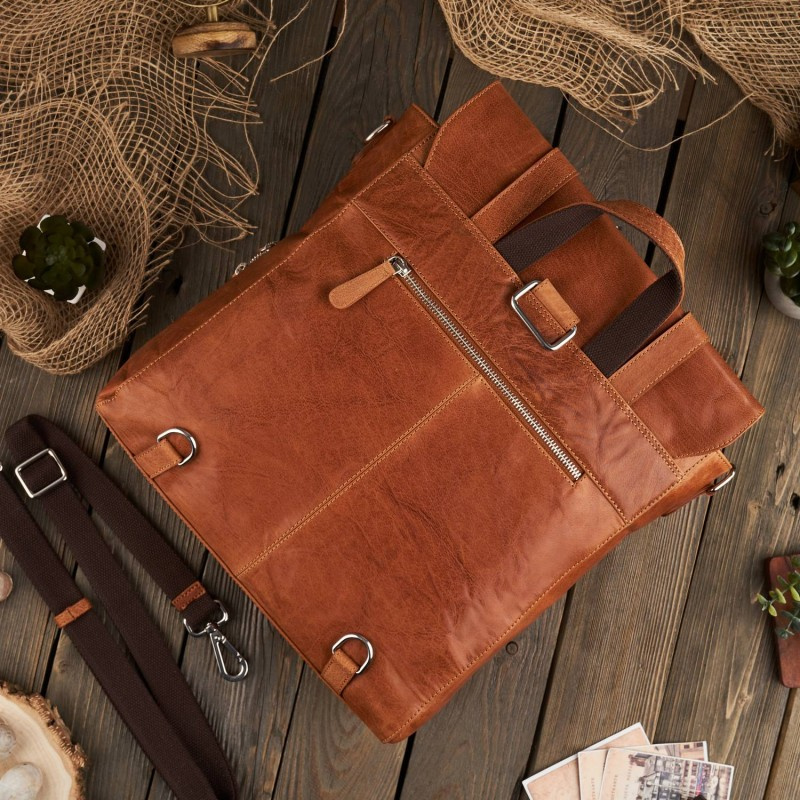 Kožený koňakový batoh 2v1 Paolo Peruzzi "VENNI"