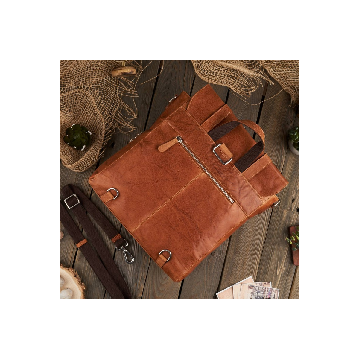 Kožený koňakový batoh 2v1 Paolo Peruzzi "VENNI"