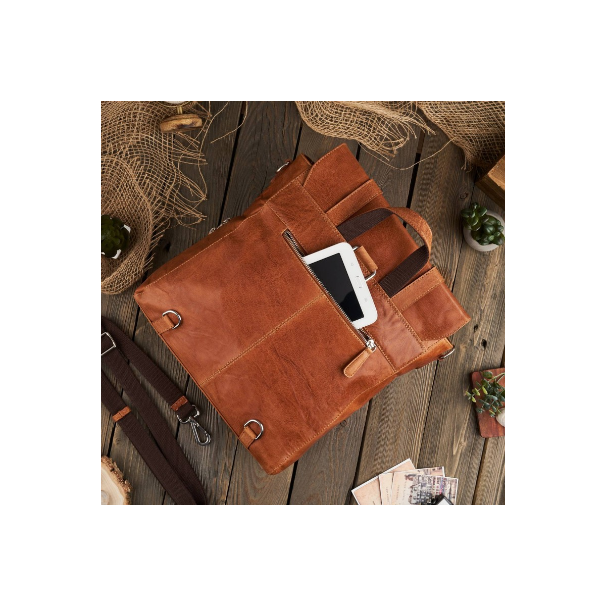 Kožený koňakový batoh 2v1 Paolo Peruzzi "VENNI"