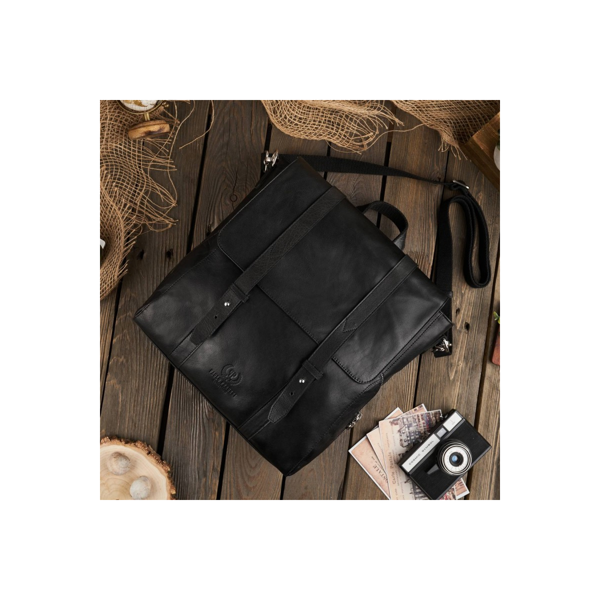 Kožený čierny batoh 2v1 Paolo Peruzzi "VENNI"