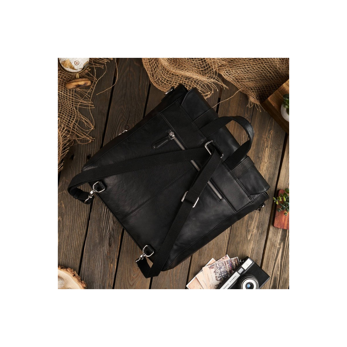 Kožený čierny batoh 2v1 Paolo Peruzzi "VENNI"