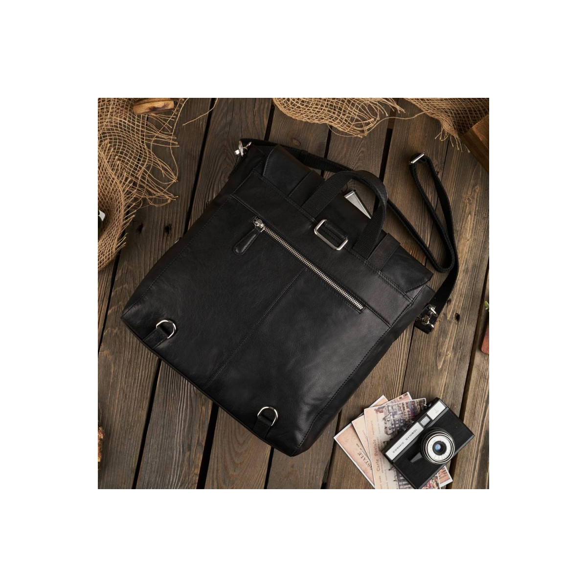 Kožený čierny batoh 2v1 Paolo Peruzzi "VENNI"