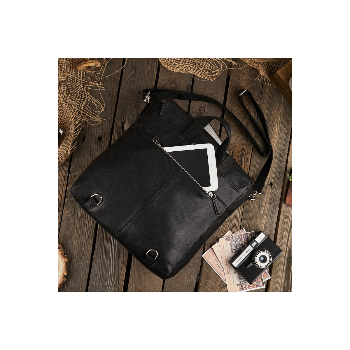 Kožený čierny batoh 2v1 Paolo Peruzzi "VENNI"