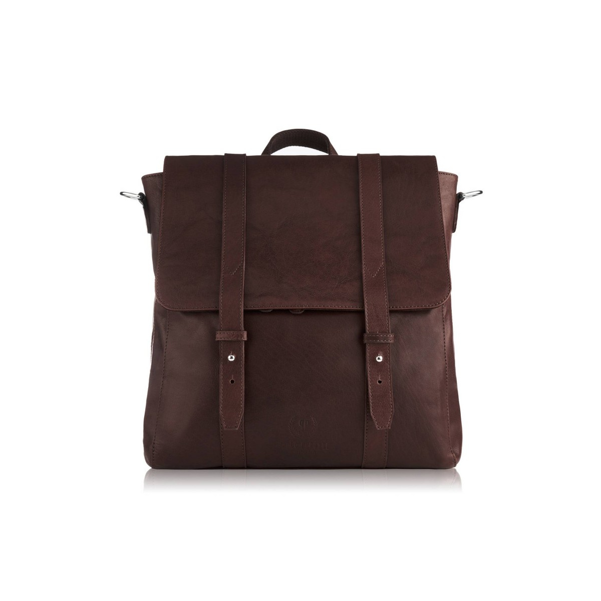 Kožený hnedý batoh, taška cez rameno, 2v1, unisex