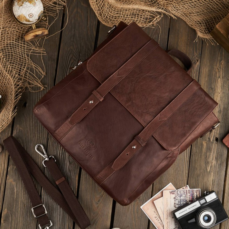 Kožený hnedý batoh 2v1 VENNI