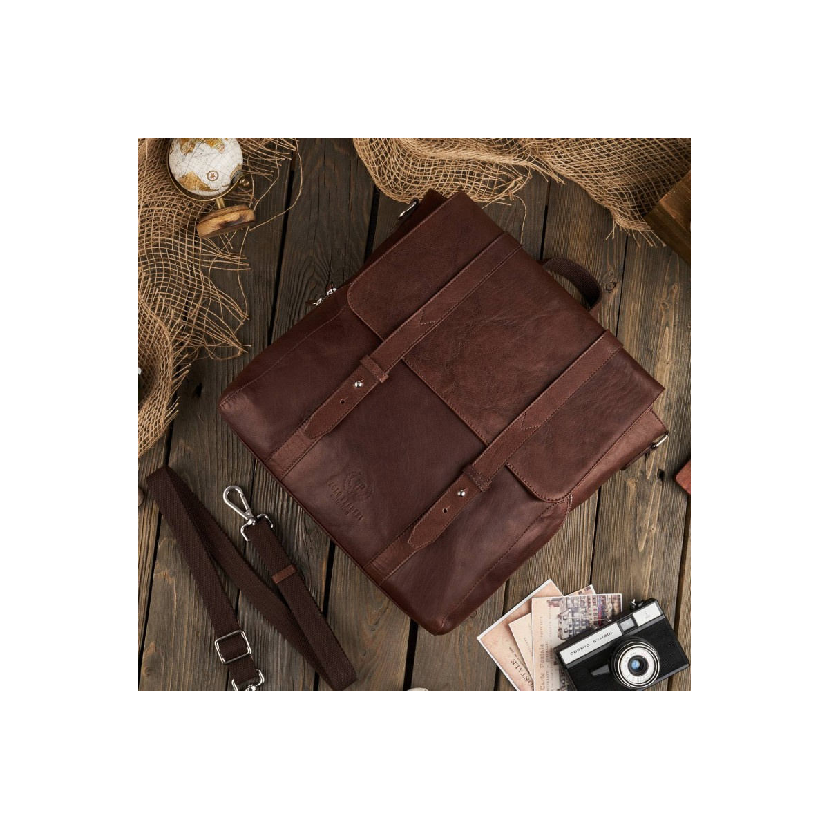 Kožený hnedý batoh 2v1 VENNI