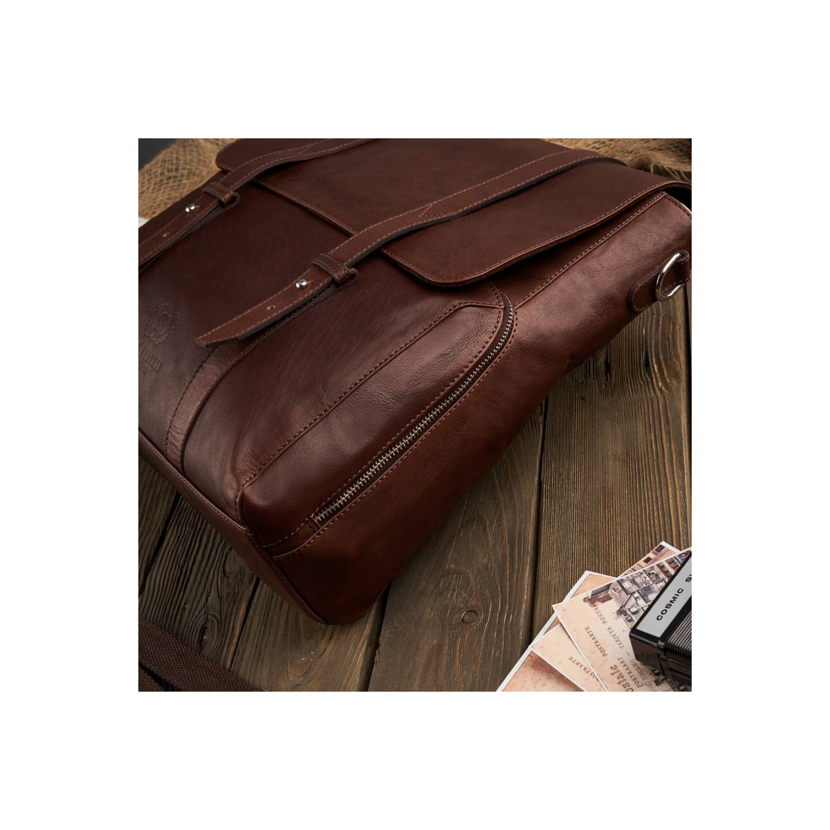 Kožený hnedý batoh 2v1 VENNI