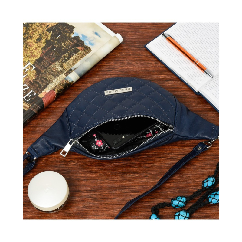 Kožená dámska tmavomodrá crossbody kabelka AGALIA