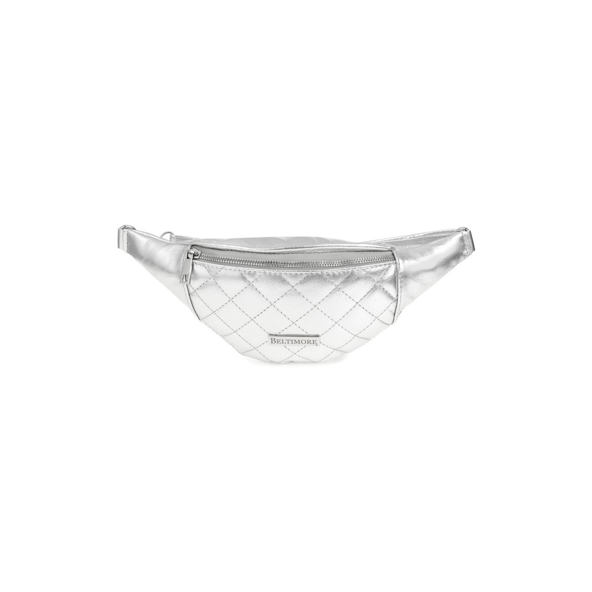 Kožená dámska strieborná crossbody kabelka AGALIA