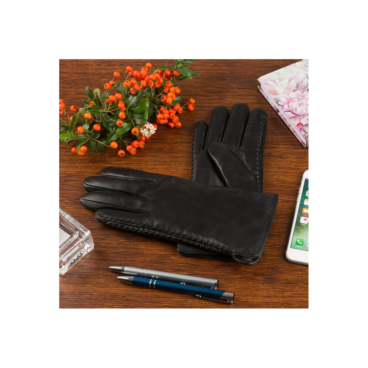 Kožené dámske čierne rukavice MAREN
