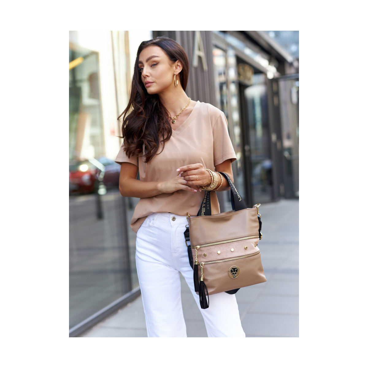 Dámska béžová kabelka DOLORES