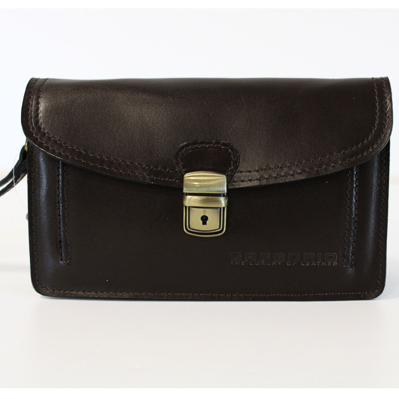 Pánska tmavohnedá kožená príručná taška VENICE