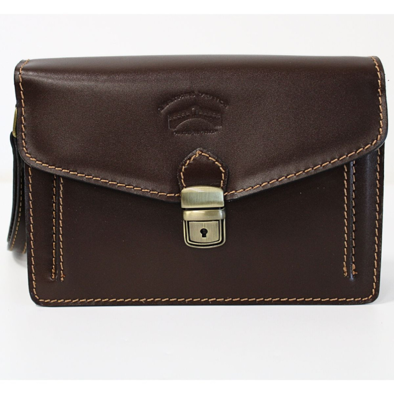 Pánska hnedá kožená príručná taška VENICE