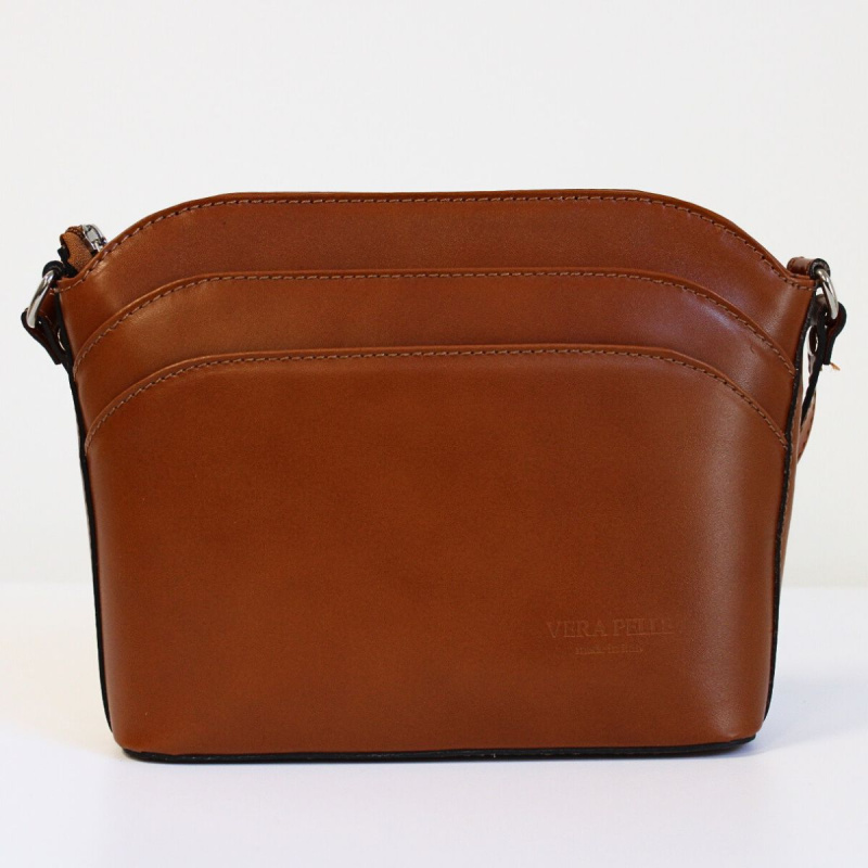 Hnedá kožená kabelka Vera Pelle - CAMEL