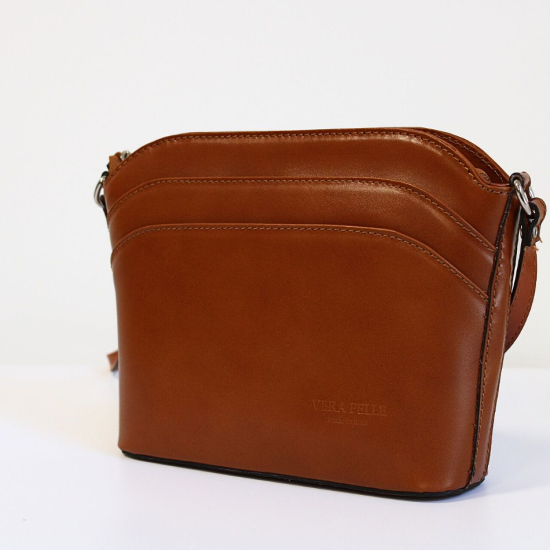 Hnedá kožená kabelka Vera Pelle - CAMEL
