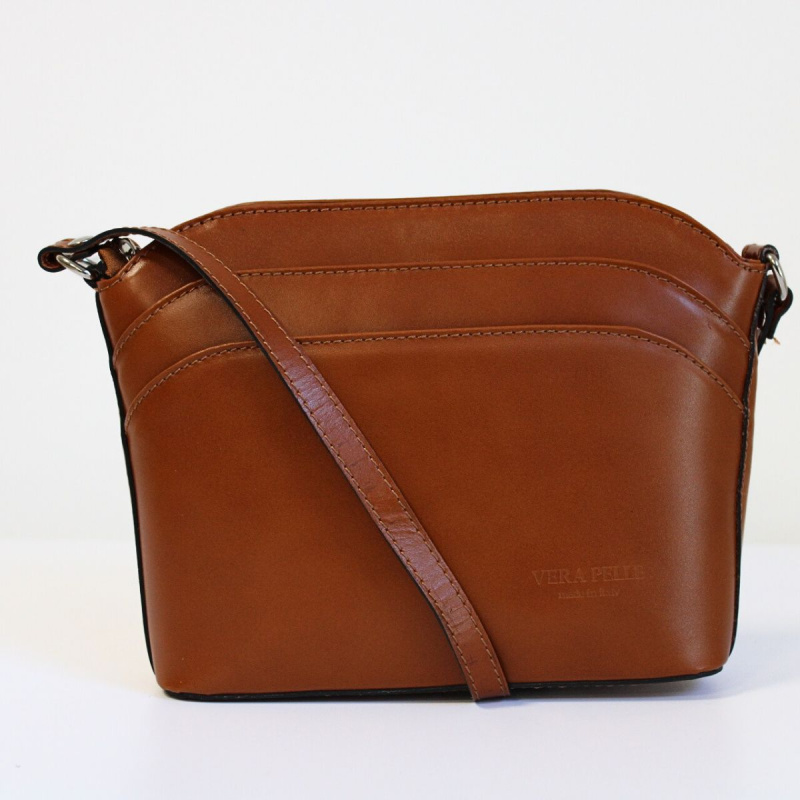 Hnedá kožená kabelka Vera Pelle - CAMEL