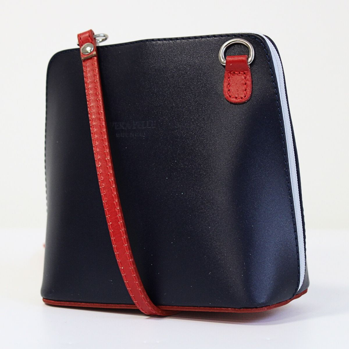 Dámska kožená crossbody kabelka VERA PELLE NAVY