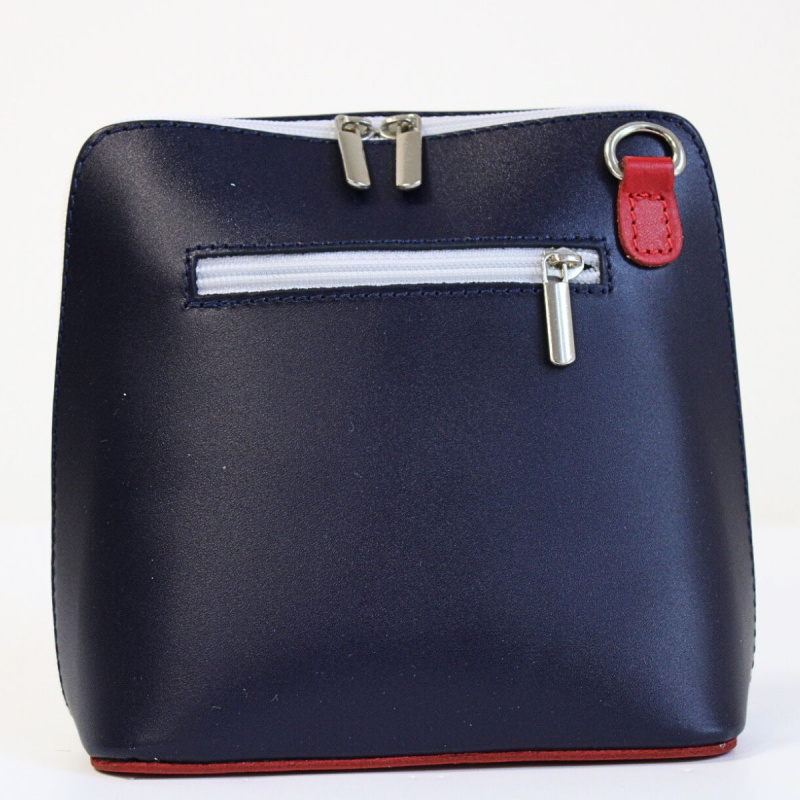 Dámska kožená modrá crossbody kabelka VERA PELLE NAVY