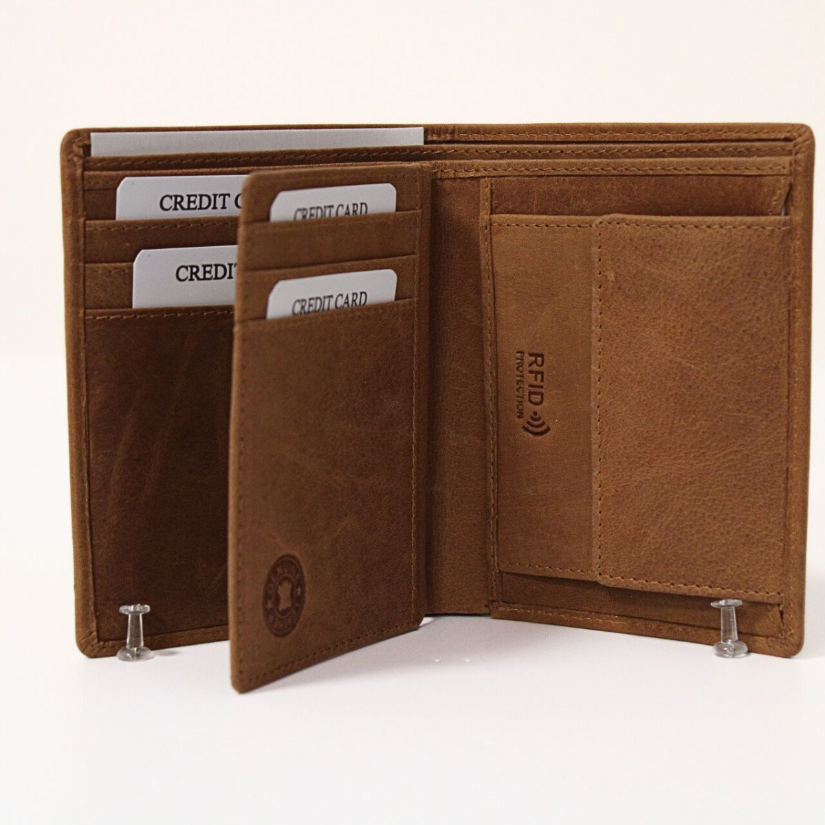 Kožená pánska hnedá peňaženka RFID