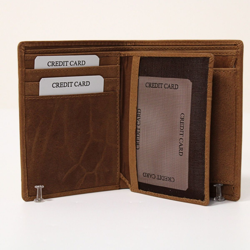 Kožená pánska hnedá peňaženka RFID