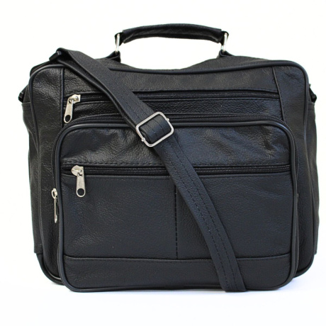 Pánska kožená čierna crossbody taška