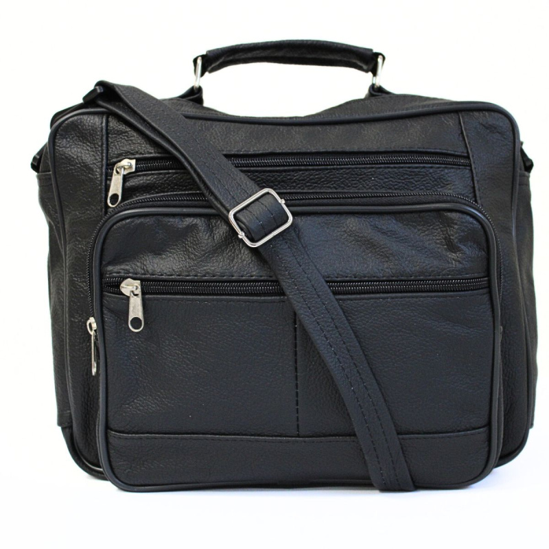 Pánska kožená čierna crossbody taška