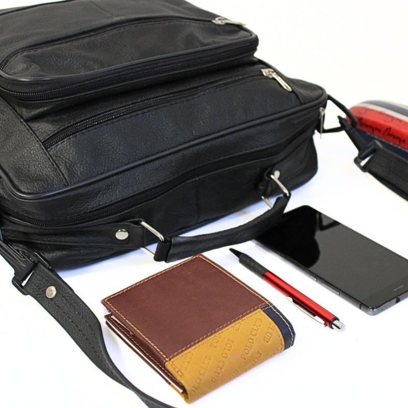 Kožená čierna pánska crossbody taška KORKE