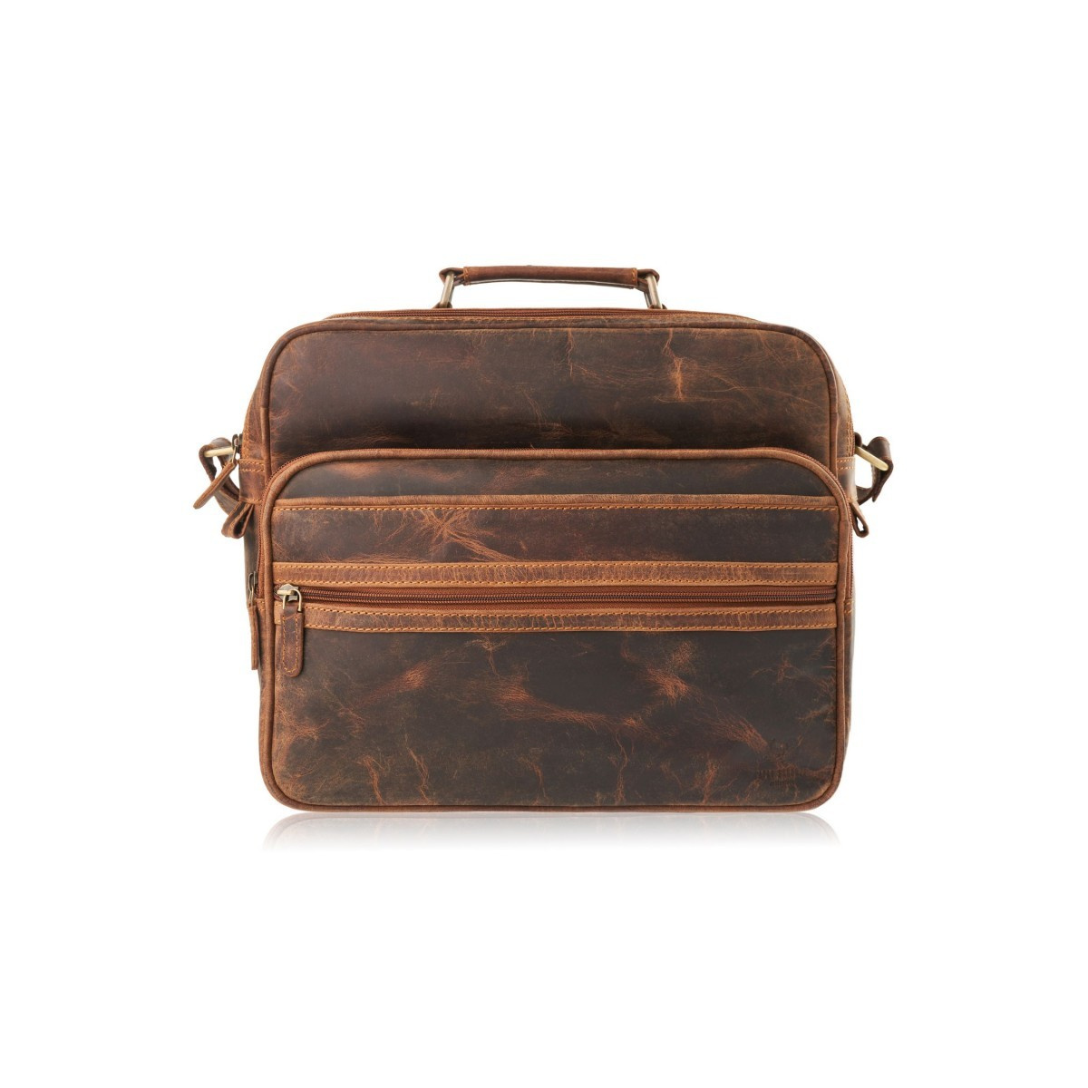 Pánska hnedá vintage kožená taška na rameno, cez plece, cez telo, crossbody.