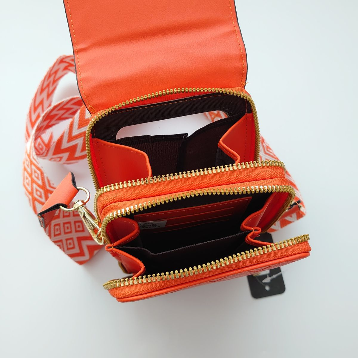 Dámska oranžová kabelka na mobil ALDEA